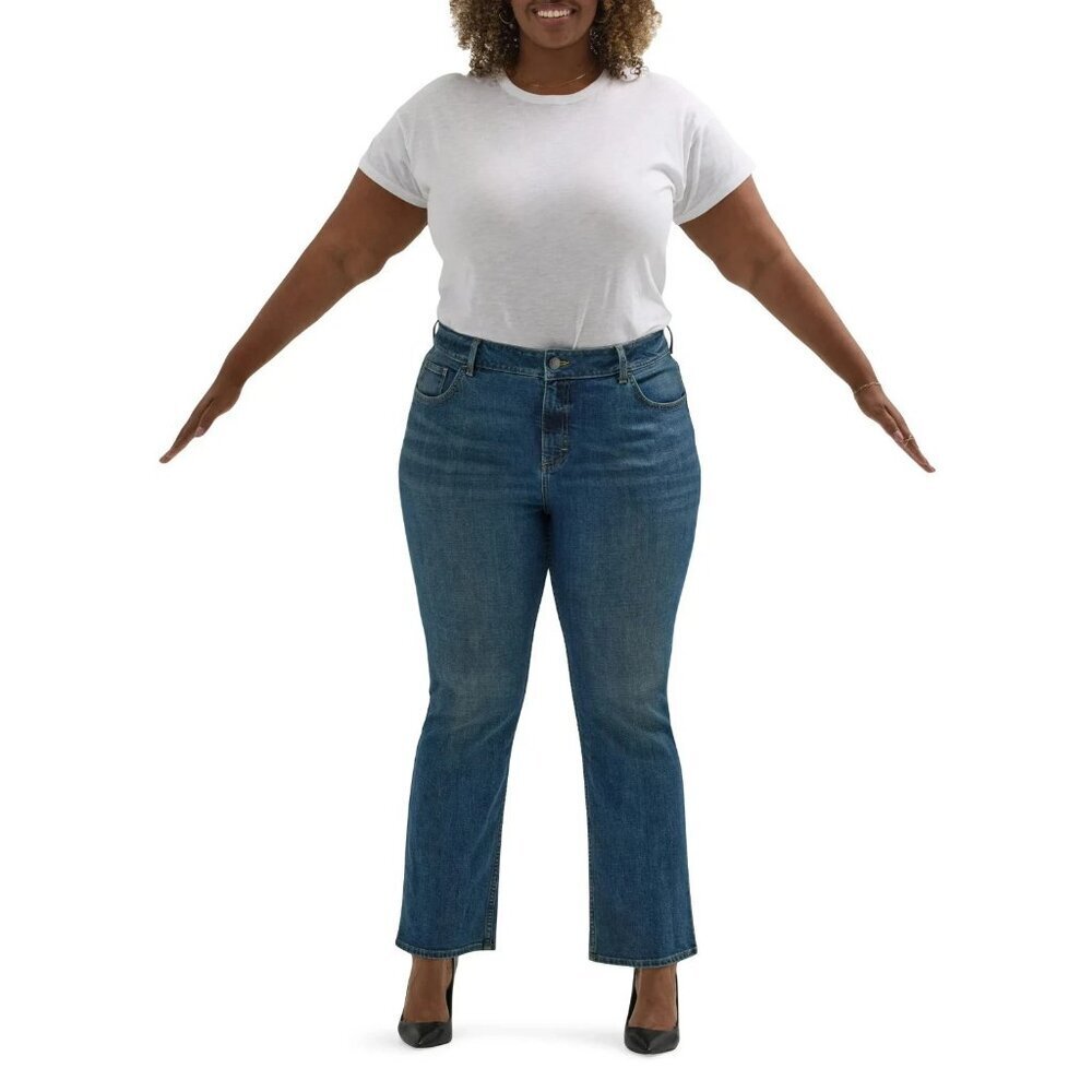 Lee Women's Plus Bootcut Jean, Size 18W(Long), Mid-Rise, Regular Fit, Blue - Picture 3 of 6